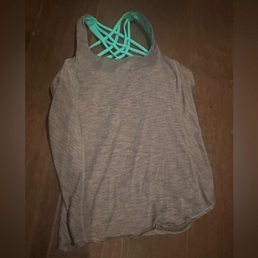 lululemon athletica Gray Tank Top with Teal Straps